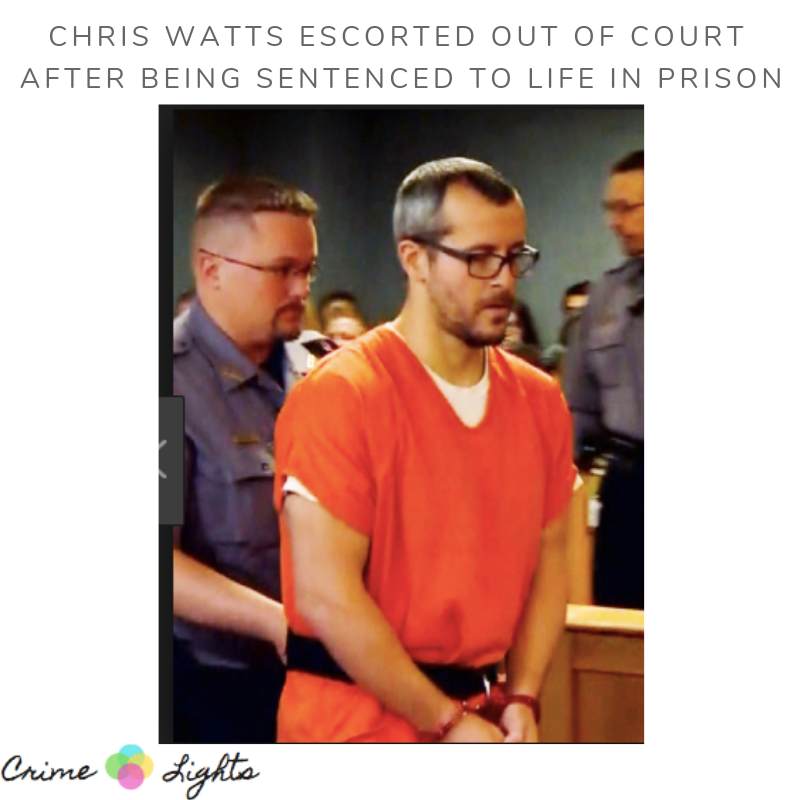 Chris Watts on Suicide Watch 2019 : Chris Watts being escorted out of court after being sentenced to life in prison for the murders of his wife, two daughters and unborn son.